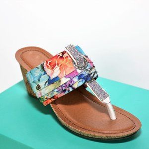 Floral Diamante Wedge Sandal